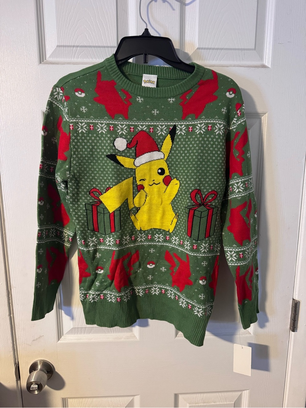 Pokemon Pikachu Holiday Knit Sweater - Green/Red/Yellow
